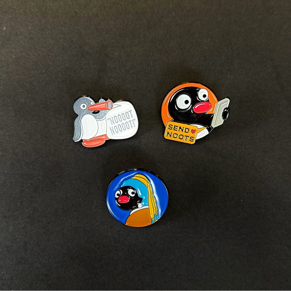 Pinguin Noots Enamel Pin Set - Black, Orange, Blue